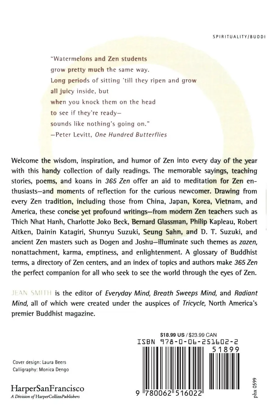 Rückseite: 9780062516022 | 365 Zen | Daily Readings | Jean Smith | Taschenbuch | Englisch | 1999