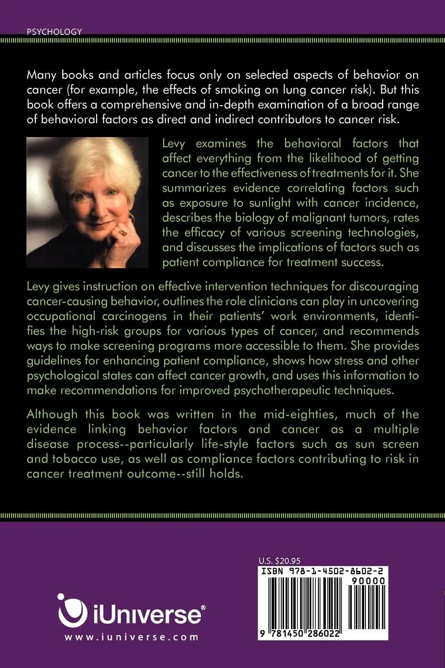 Rückseite: 9781450286022 | Behavior and Cancer | Sandra M. Levy | Taschenbuch | Englisch | 2011