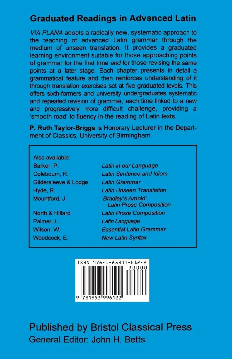 Rückseite: 9781853996122 | Via Plana | Graduated Readings in Advanced Latin | Taschenbuch | 2013