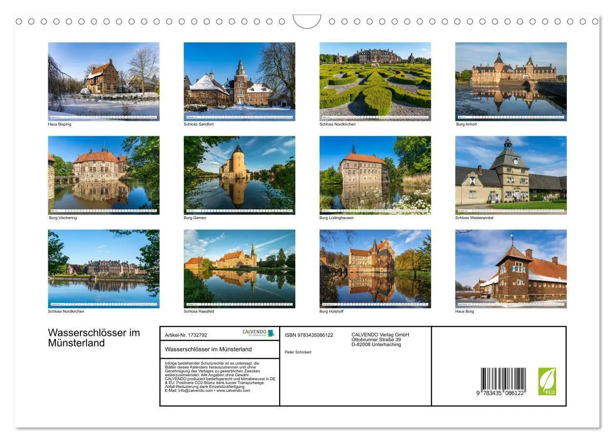 Bild: 9783435086122 | Wasserschlösser im Münsterland (Wandkalender 2025 DIN A3 quer),...