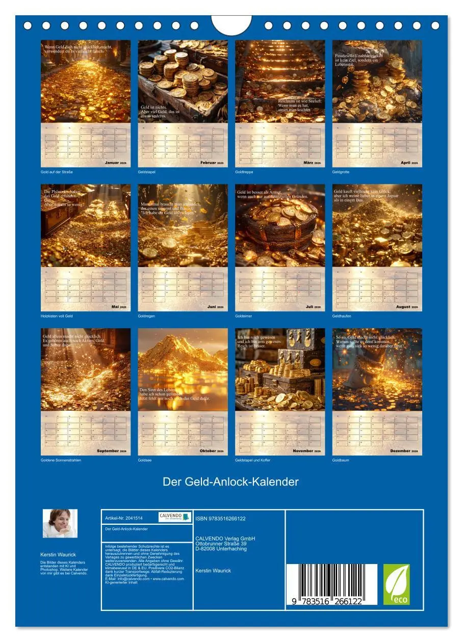 Bild: 9783516266122 | Der Geld-Anlock-Kalender (Wandkalender 2026 DIN A4 hoch), CALVENDO...