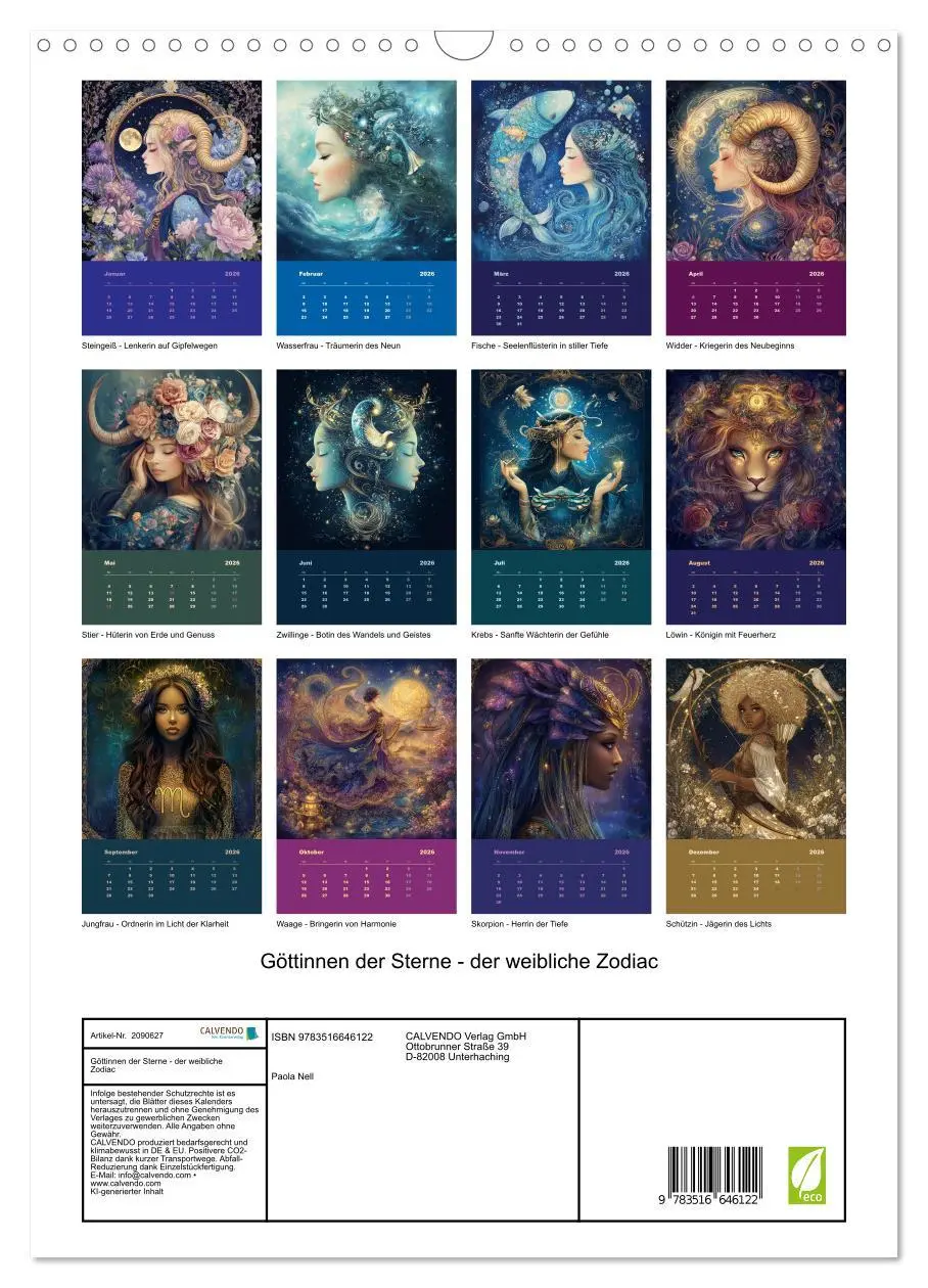 Bild: 9783516646122 | Göttinnen der Sterne - der weibliche Zodiac (Wandkalender 2026 DIN...