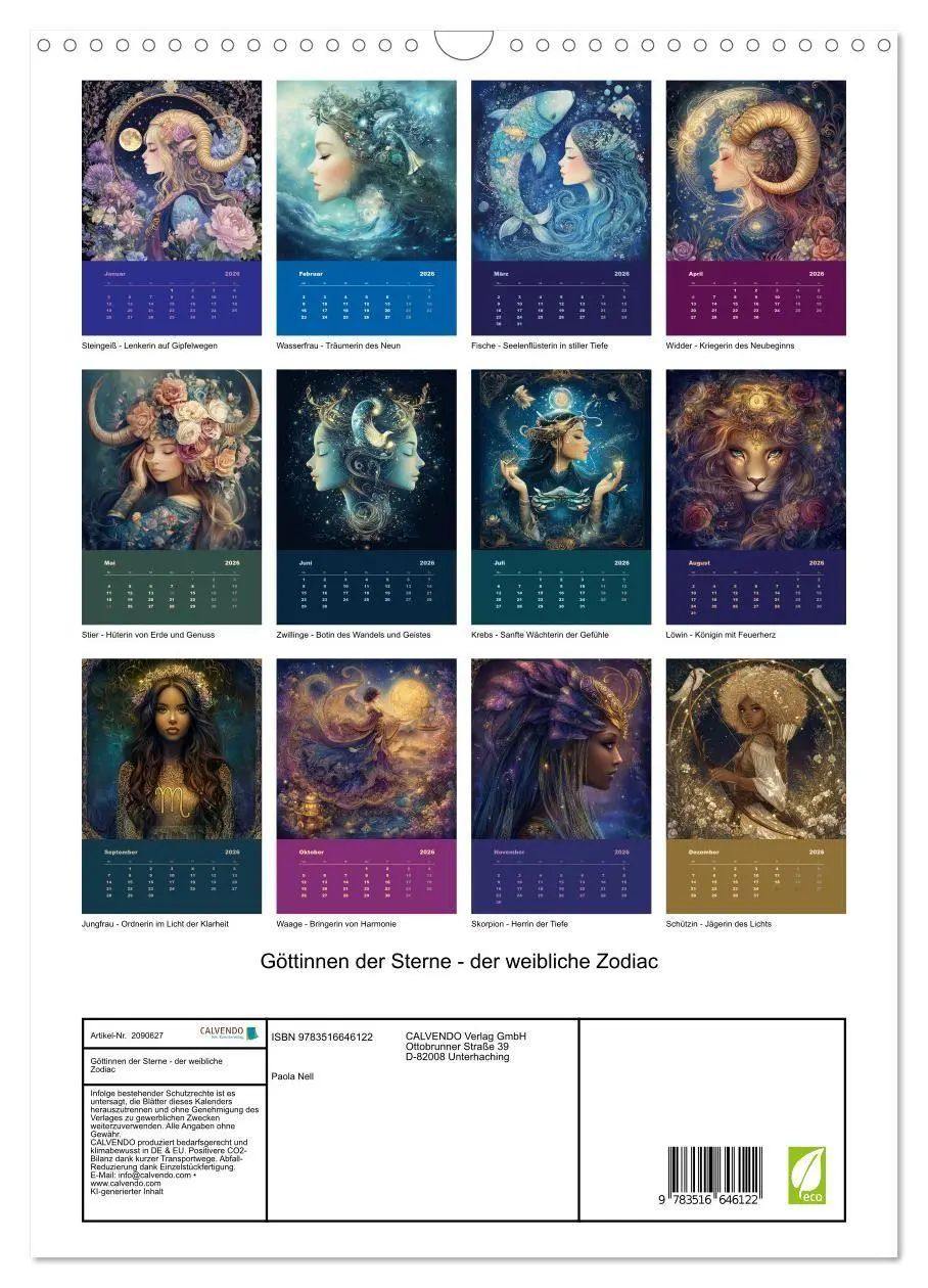 Bild: 9783516646122 | Göttinnen der Sterne - der weibliche Zodiac (Wandkalender 2026 DIN...