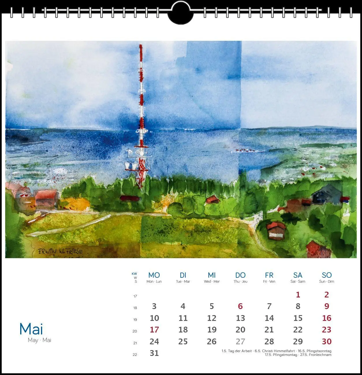 Bild: 9783861926122 | Bodensee Aquarell 2027 | Postkarten-Tischkalender | Erwin W Friese