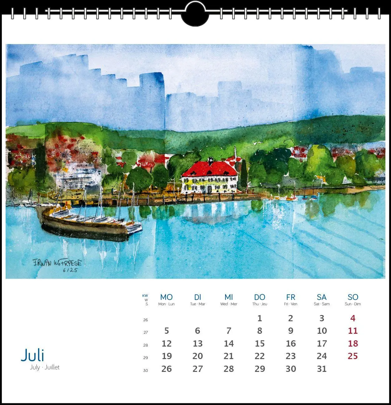 Bild: 9783861926122 | Bodensee Aquarell 2027 | Postkarten-Tischkalender | Erwin W Friese