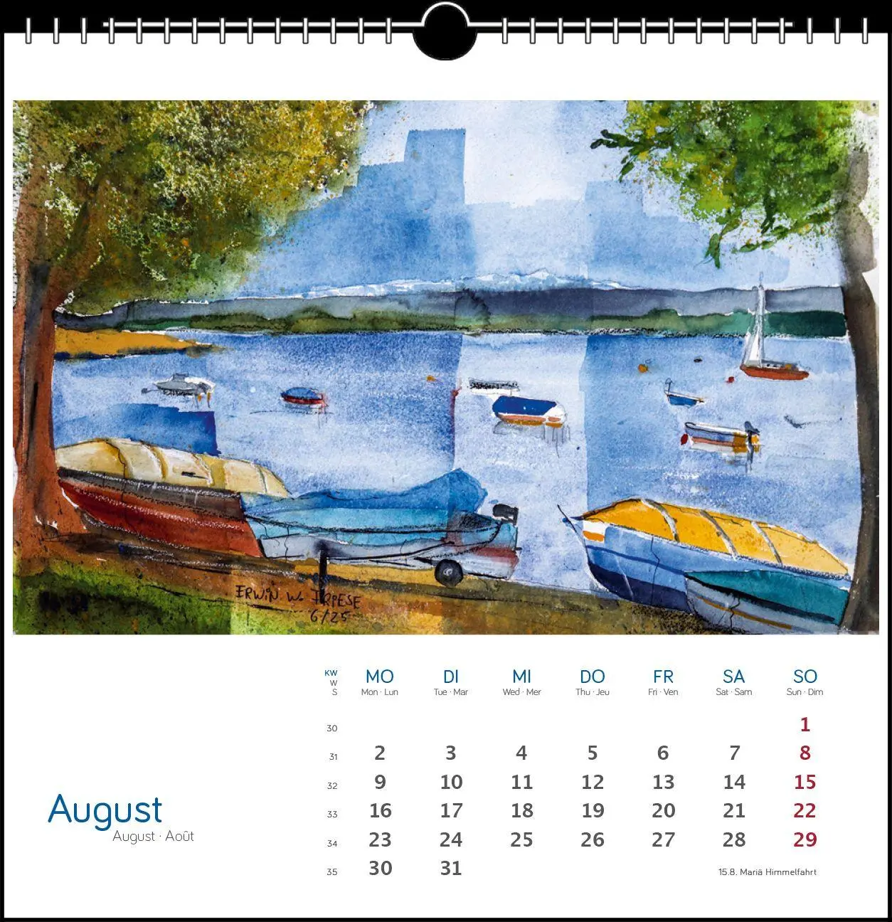 Bild: 9783861926122 | Bodensee Aquarell 2027 | Postkarten-Tischkalender | Erwin W Friese