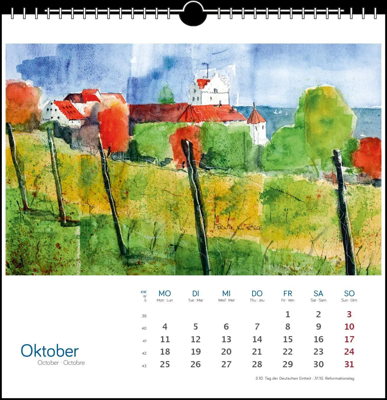 Bild: 9783861926122 | Bodensee Aquarell 2027 | Postkarten-Tischkalender | Erwin W Friese