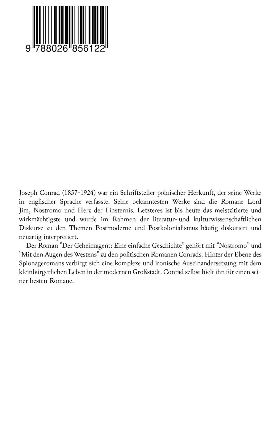 Rückseite: 9788026856122 | Der Geheimagent | Joseph Conrad (u. a.) | Taschenbuch | Englisch