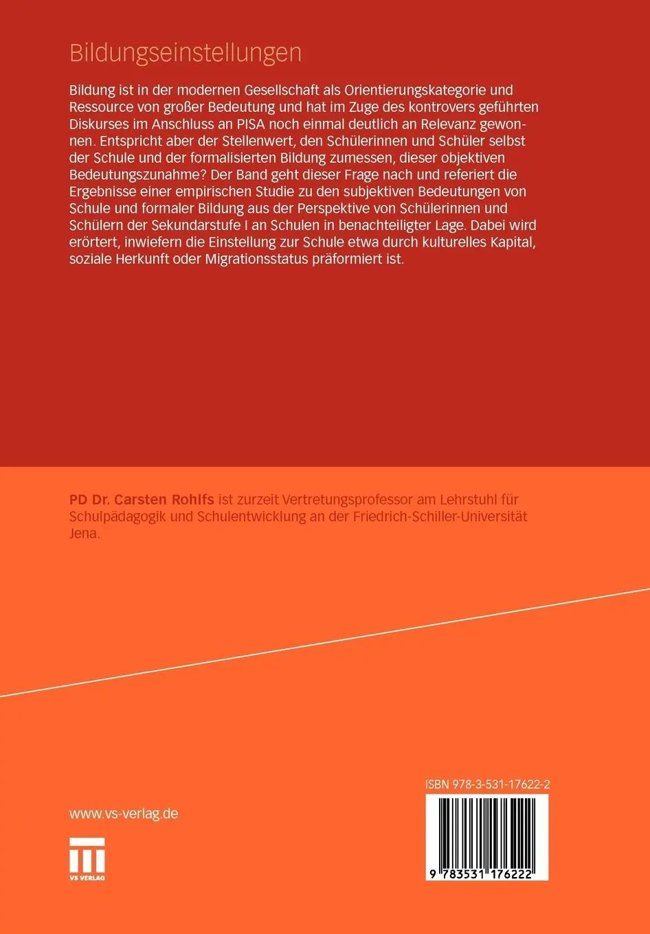 Rückseite: 9783531176222 | Bildungseinstellungen | Carsten Rohlfs | Taschenbuch | Paperback