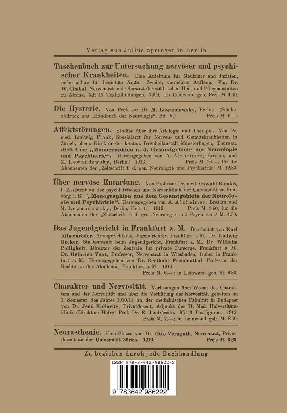 Rückseite: 9783642986222 | Säufer als Brandstifter | Hans W. Gruhle (u. a.) | Taschenbuch | 84 S.