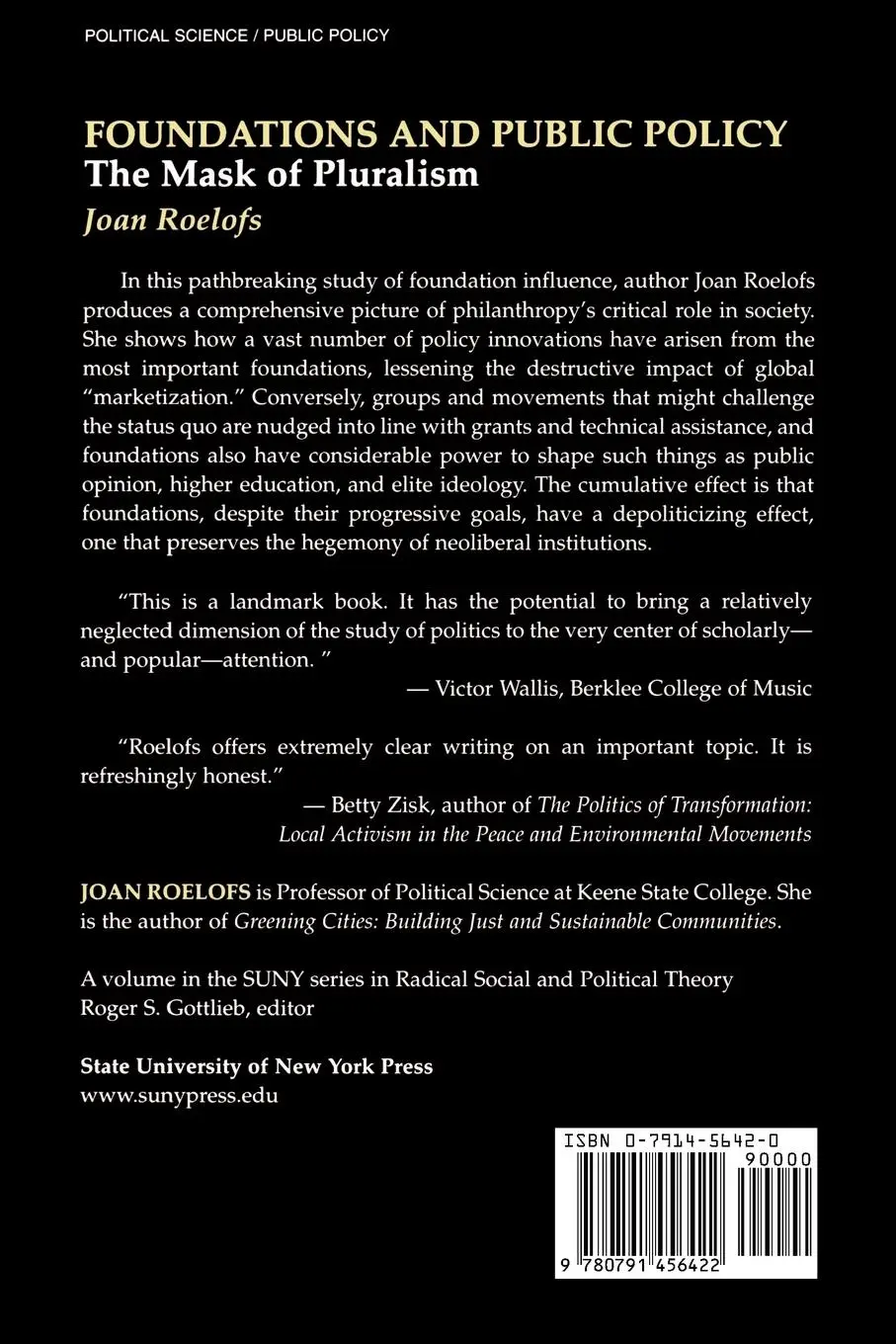 Rückseite: 9780791456422 | Foundations and Public Policy | The Mask of Pluralism | Joan Roelofs