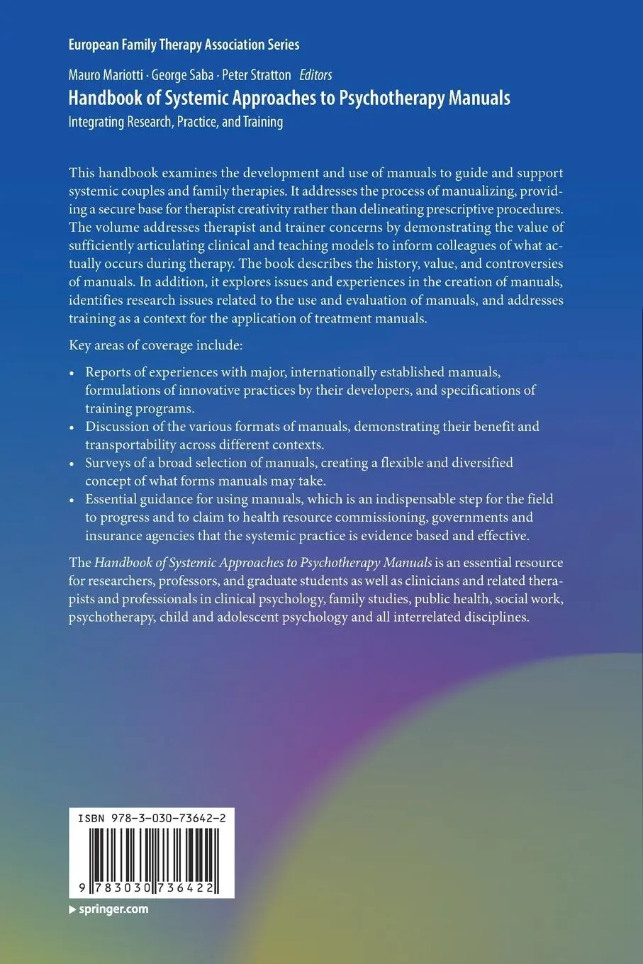 Rückseite: 9783030736422 | Handbook of Systemic Approaches to Psychotherapy Manuals | Taschenbuch