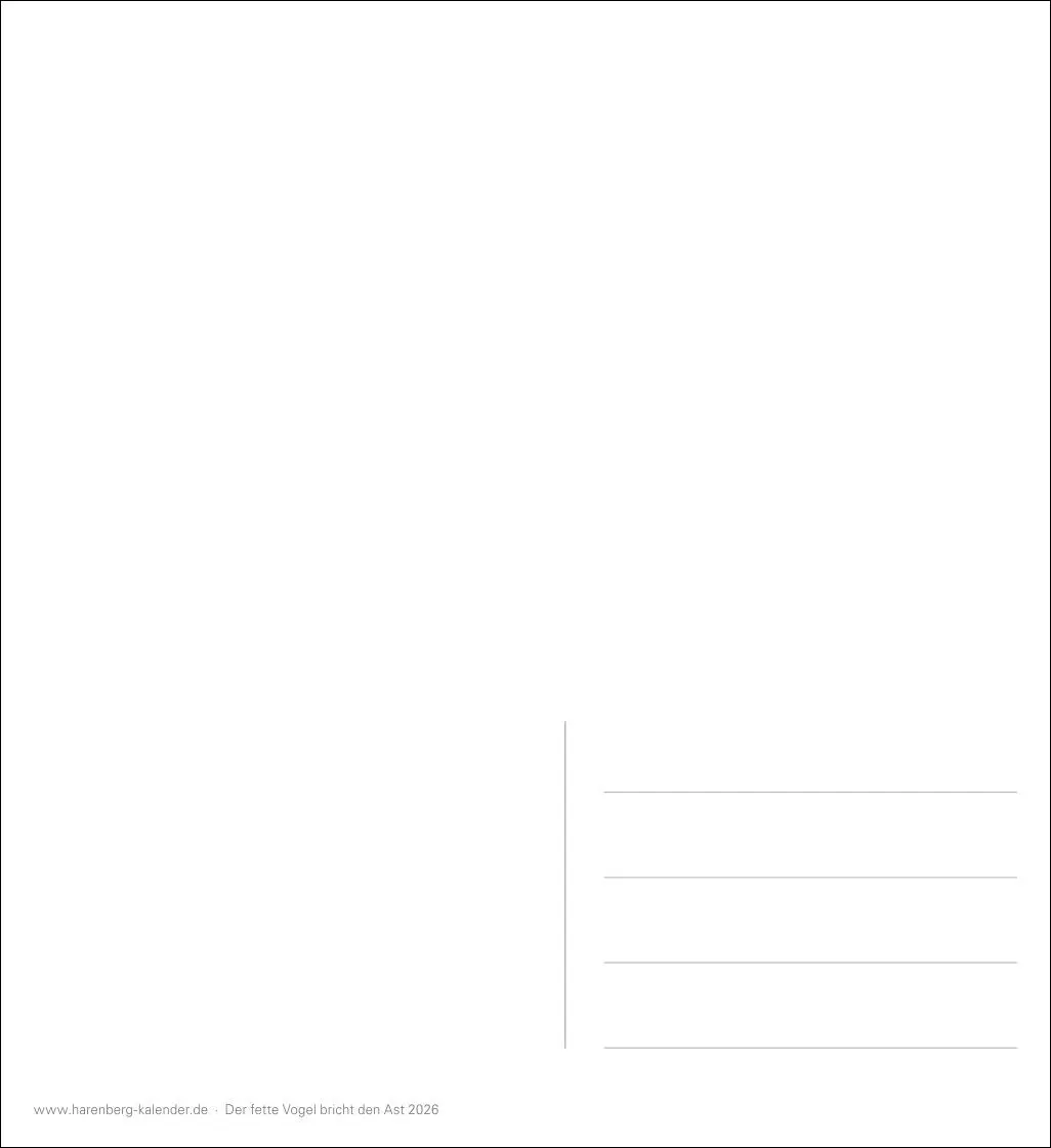 Bild: 9783840036422 | Der fette Vogel bricht den Ast Postkartenkalender 2026 -...