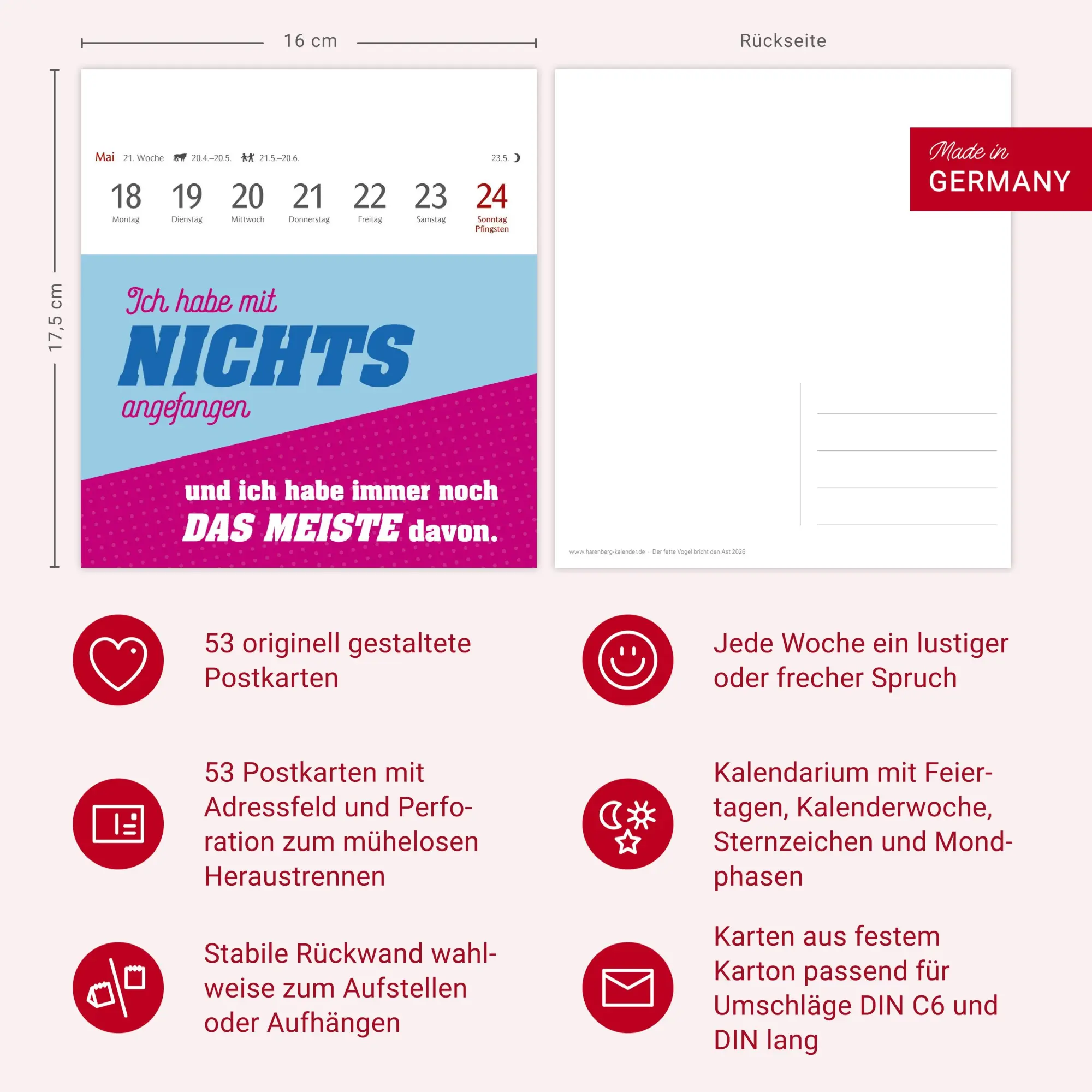 Bild: 9783840036422 | Der fette Vogel bricht den Ast Postkartenkalender 2026 -...