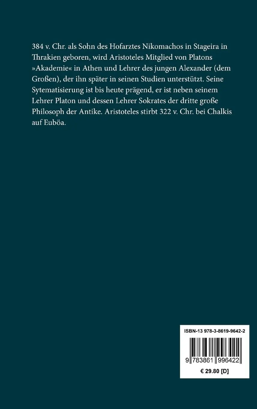 Rückseite: 9783861996422 | Organon | Aristoteles | Buch | 524 S. | Deutsch | 2016