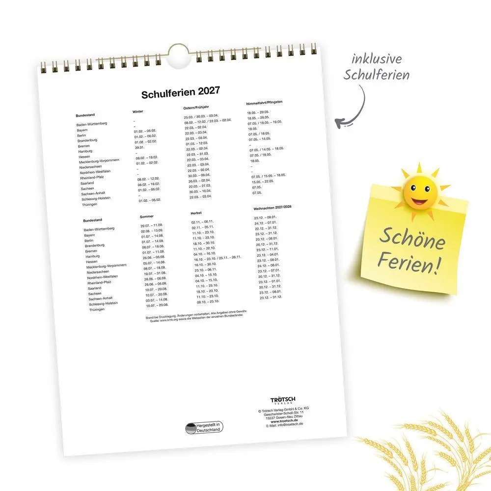 Bild: 9783988026422 | TRÖTSCH - Classickalender Der 100-jährige Kalender 2027 | Wandkalender