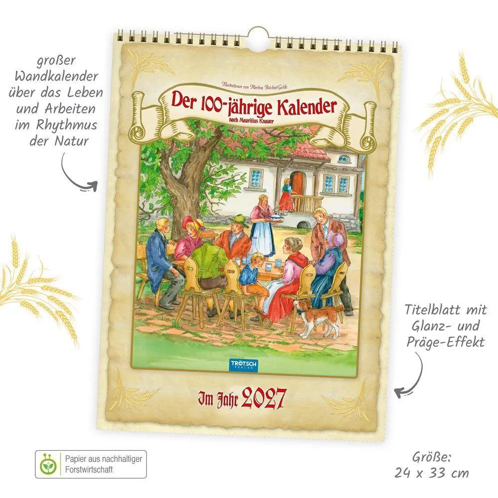 Bild: 9783988026422 | TRÖTSCH - Classickalender Der 100-jährige Kalender 2027 | Wandkalender