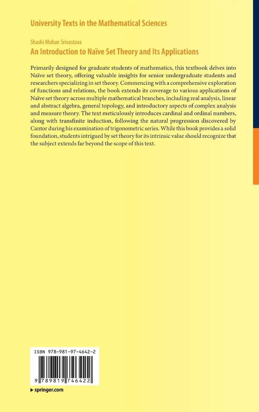 Rückseite: 9789819746422 | An Introduction to Naïve Set Theory and Its Applications | Srivastava