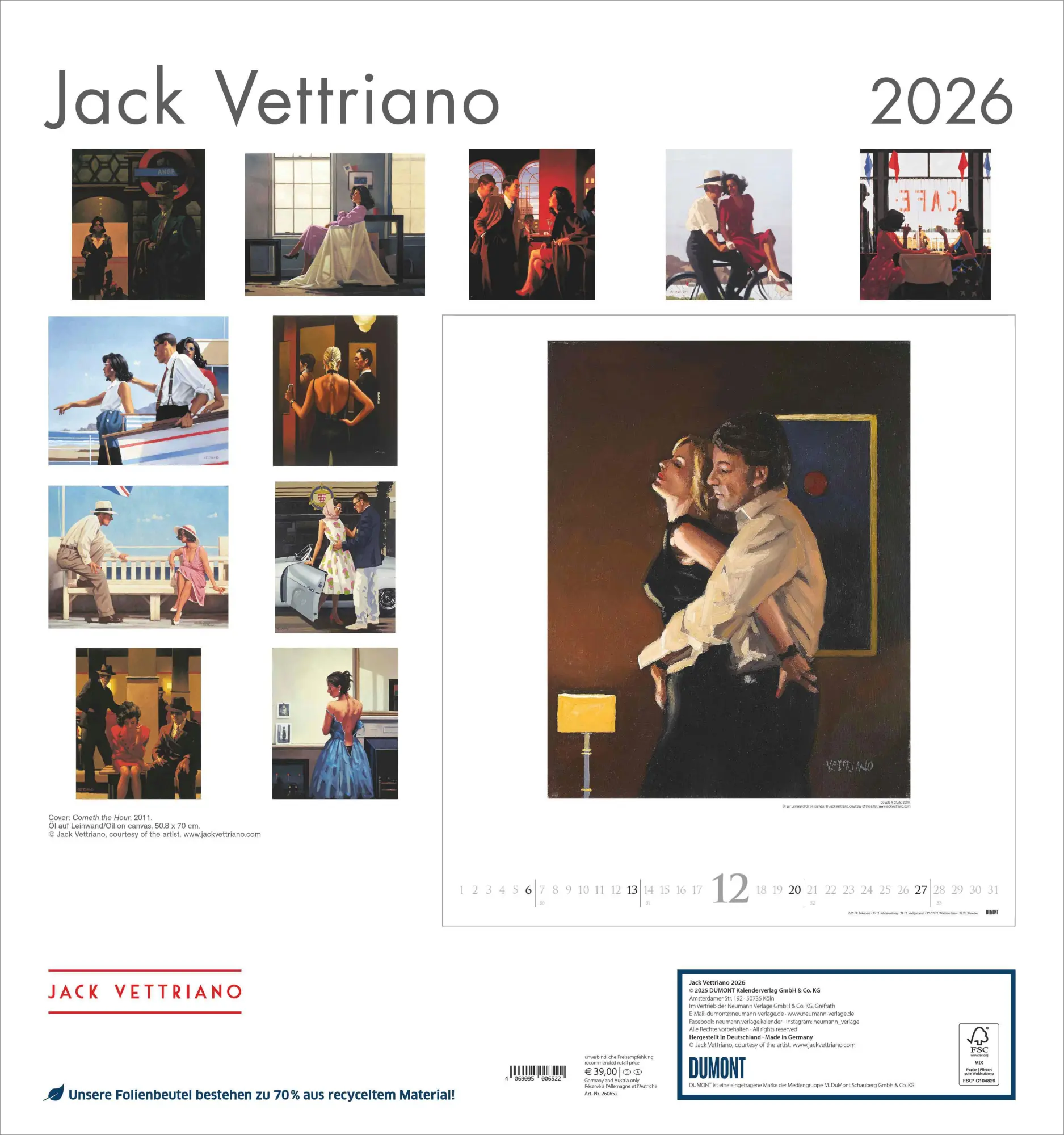 Bild: 4069095006522 | Jack Vettriano 2026 - Kunst-Kalender - Wand-Kalender - 45x48 | 14 S.