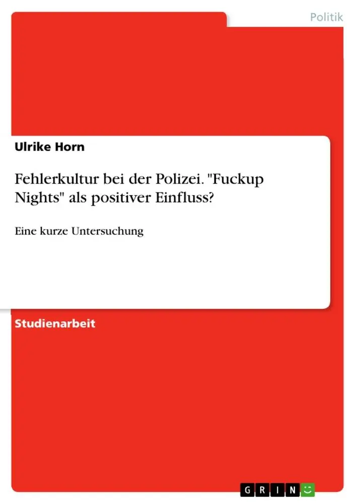 Cover: 9783346246622 | Fehlerkultur bei der Polizei. "Fuckup Nights" als positiver Einfluss?