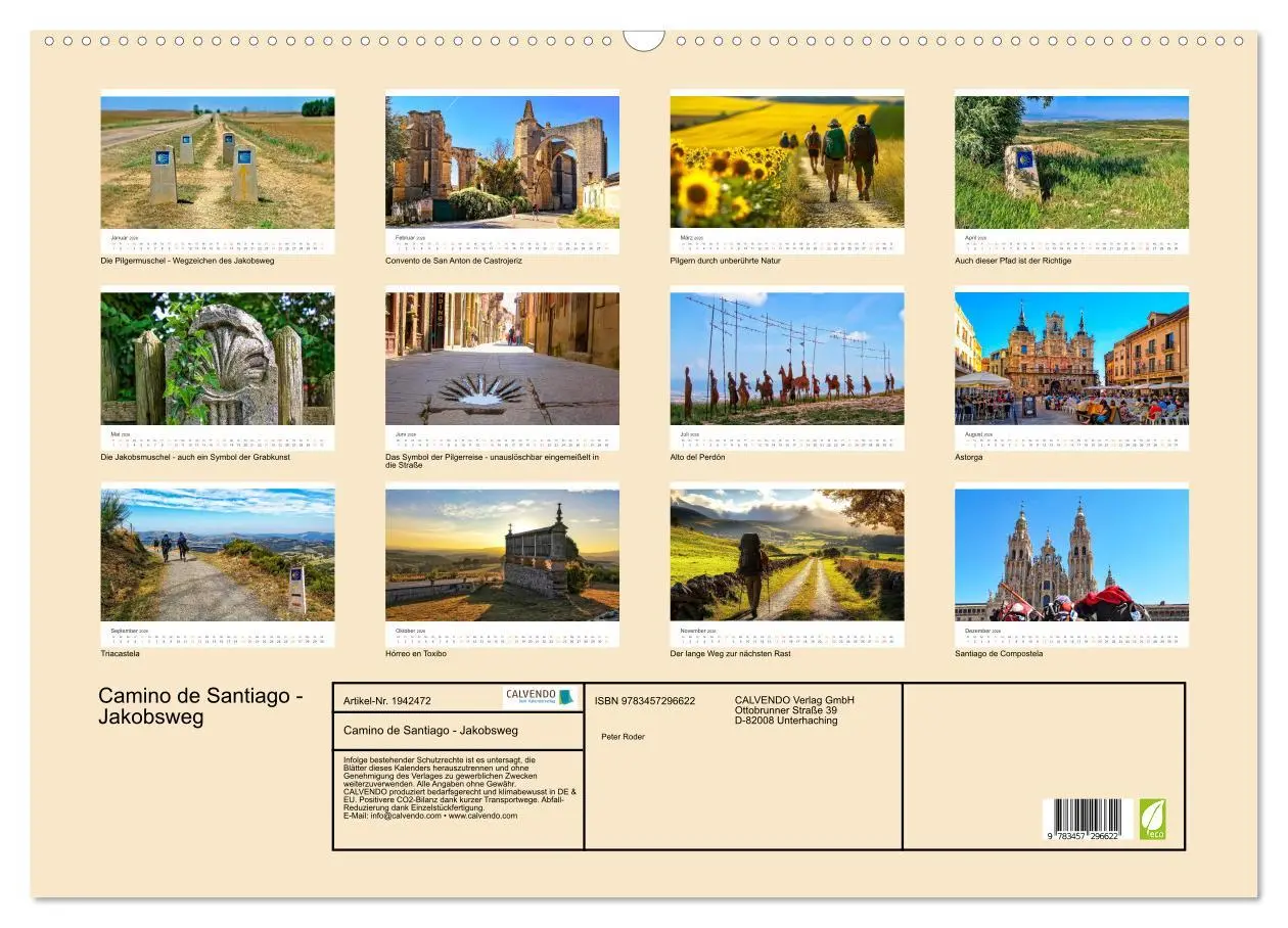 Bild: 9783457296622 | Camino de Santiago - Jakobsweg (Wandkalender 2026 DIN A2 quer),...