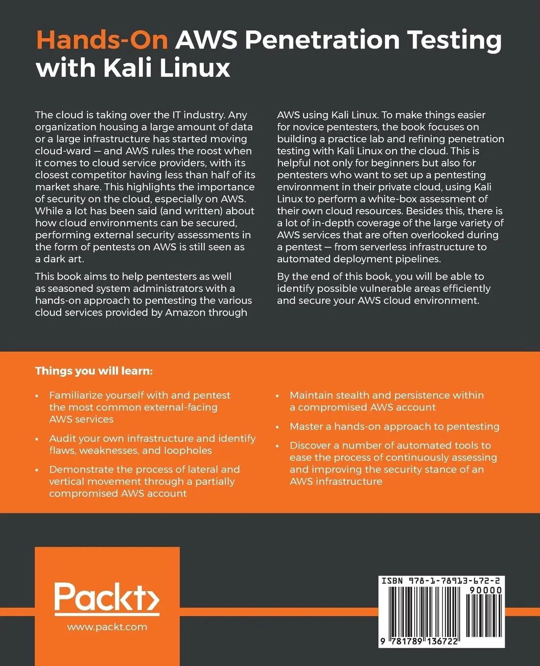 Rückseite: 9781789136722 | Hands-On AWS Penetration Testing with Kali Linux | Gilbert (u. a.)