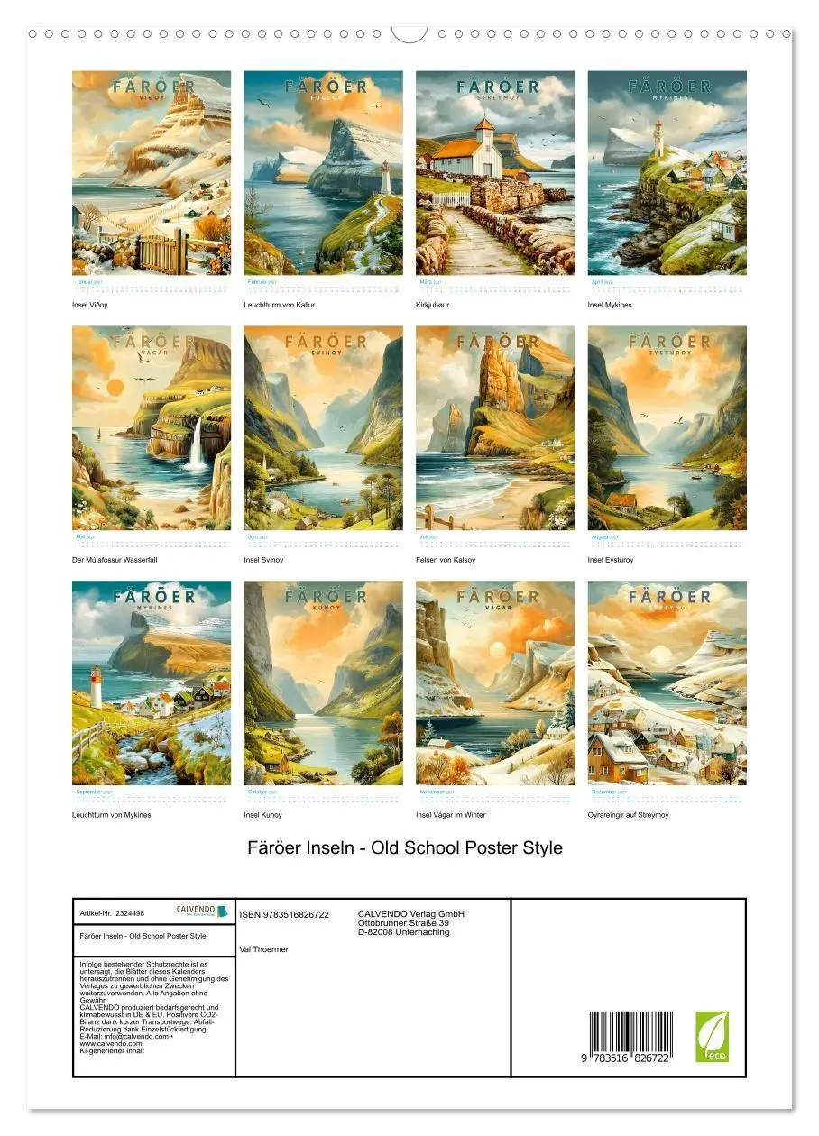 Bild: 9783516826722 | Färöer Inseln - Old School Poster Style (hochwertiger Premium...