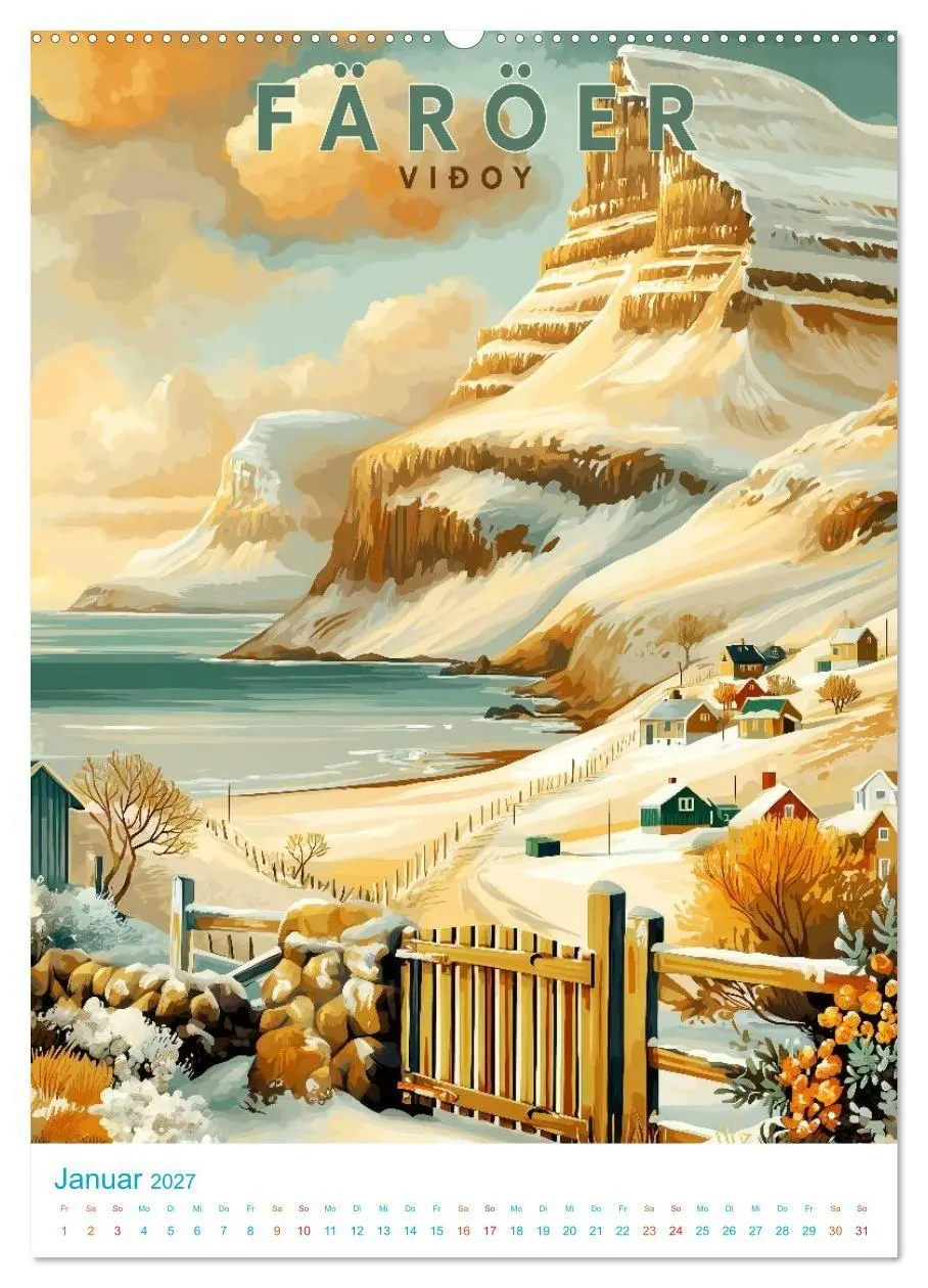 Bild: 9783516826722 | Färöer Inseln - Old School Poster Style (hochwertiger Premium...