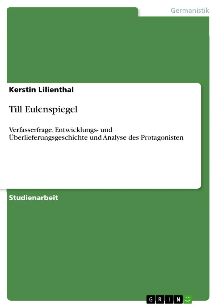 Cover: 9783640336722 | Till Eulenspiegel | Kerstin Lilienthal | Taschenbuch | Paperback