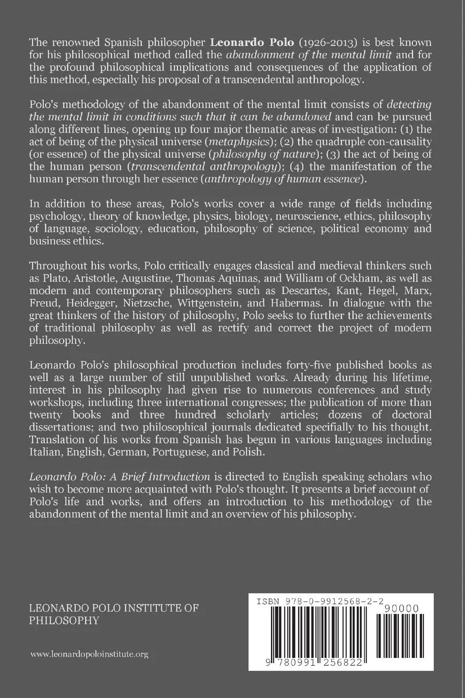 Rückseite: 9780991256822 | Leonardo Polo | A Brief Introduction | Roderrick Esclanda (u. a.)