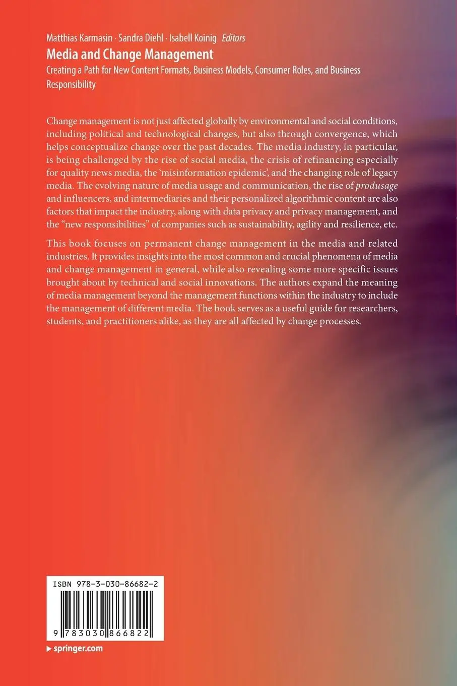 Rückseite: 9783030866822 | Media and Change Management | Matthias Karmasin (u. a.) | Taschenbuch