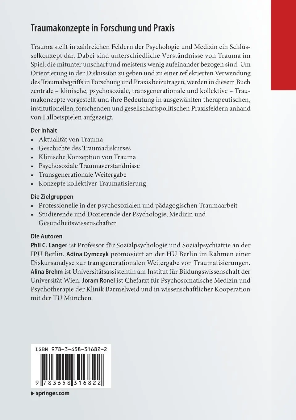 Rückseite: 9783658316822 | Traumakonzepte in Forschung und Praxis | Ein Überblick | Taschenbuch
