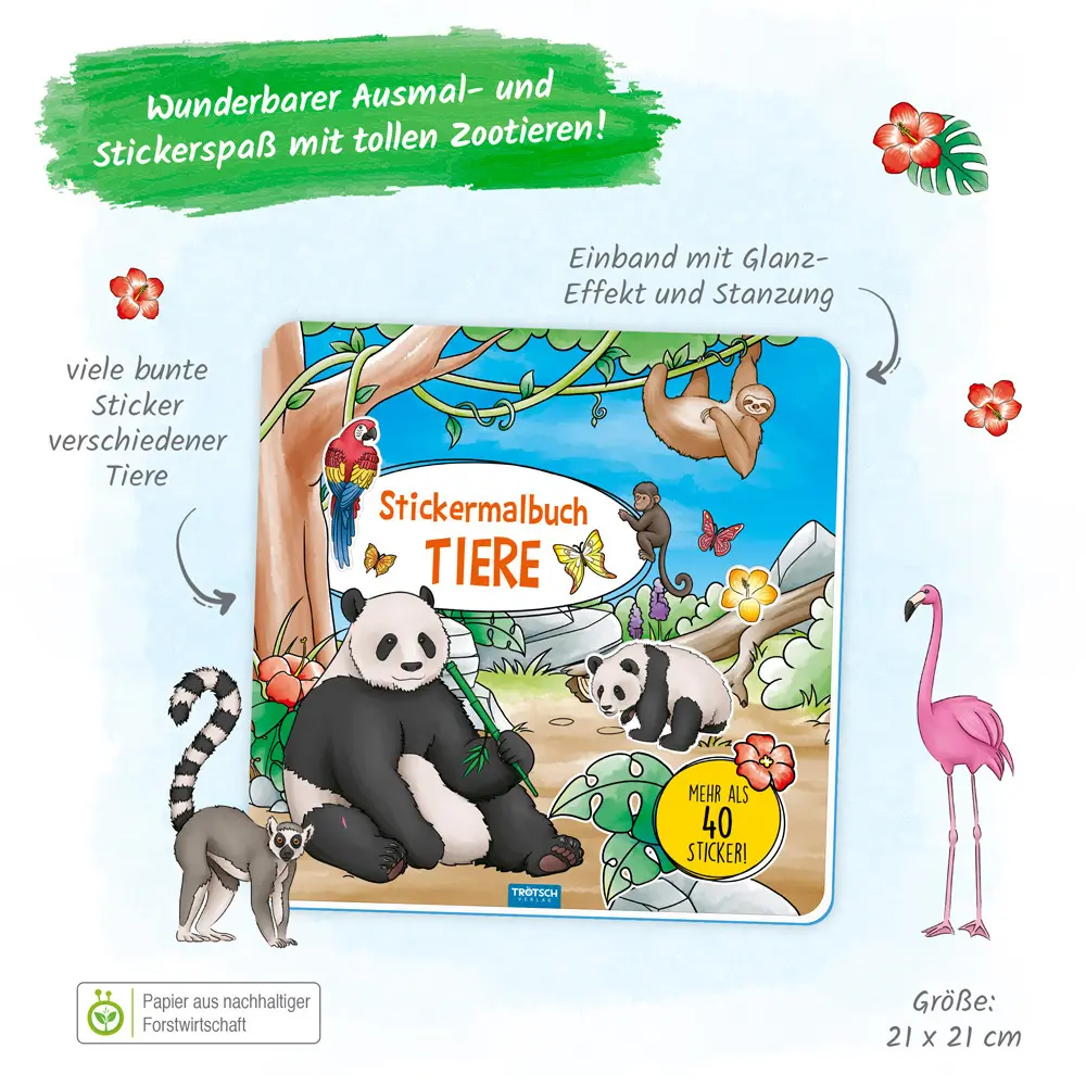 Bild: 9783965526822 | Trötsch Malbuch Stickermalbuch Tiere | Trötsch Verlag GmbH &amp; Co.KG