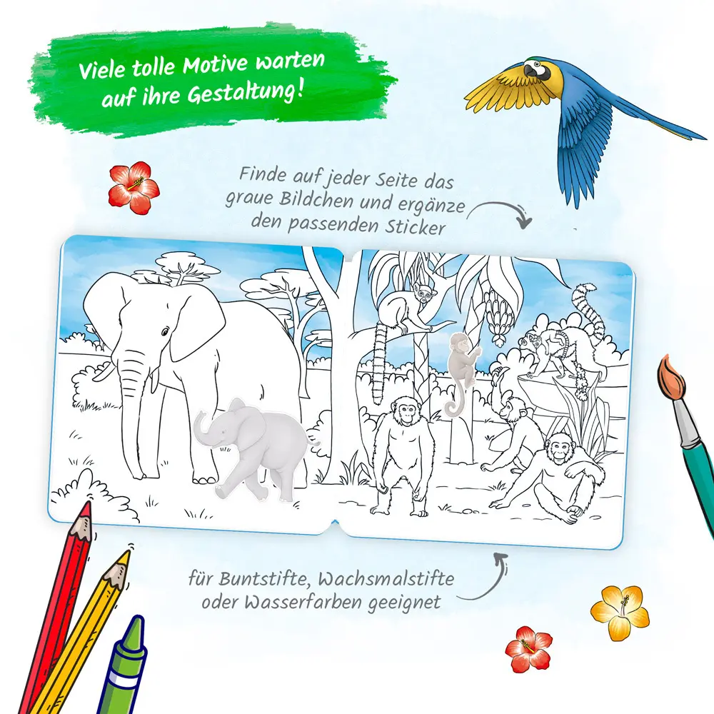 Bild: 9783965526822 | Trötsch Malbuch Stickermalbuch Tiere | Trötsch Verlag GmbH &amp; Co.KG