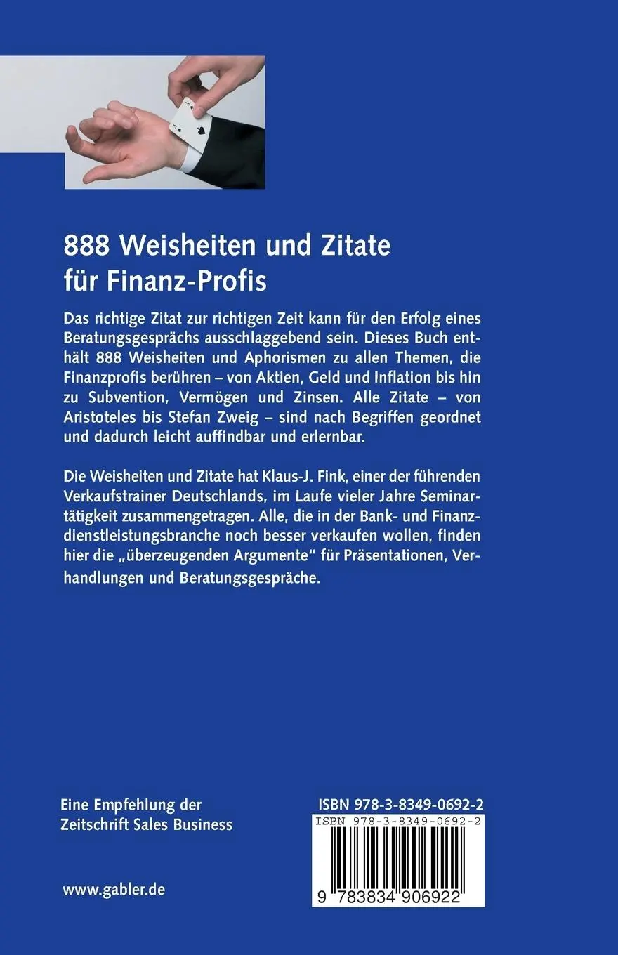 Rückseite: 9783834906922 | 888 Weisheiten und Zitate für Finanzprofis | Klaus-J. Fink | Buch | x