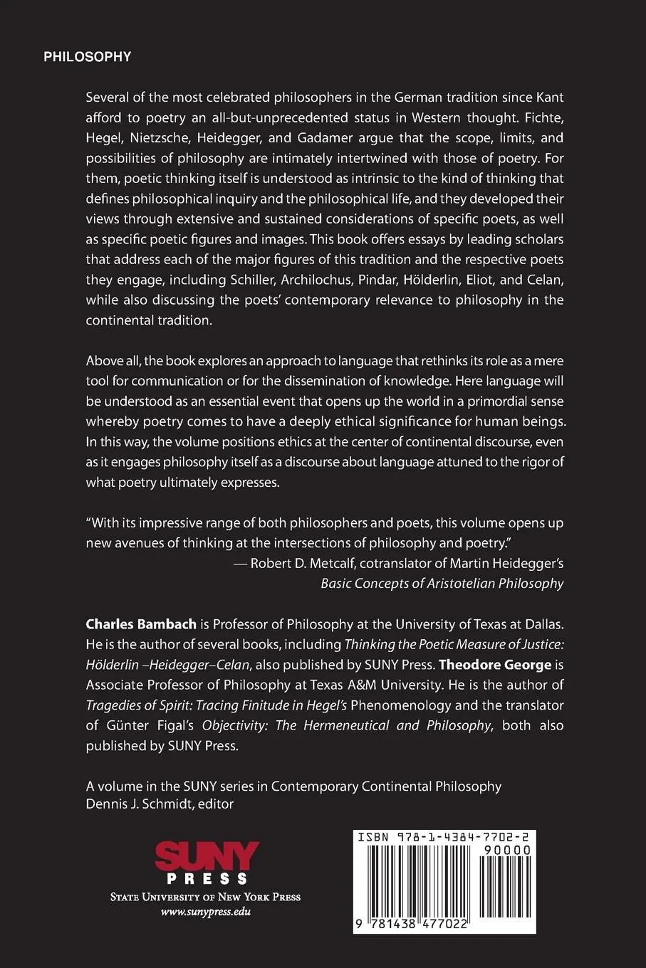 Rückseite: 9781438477022 | Philosophers and Their Poets | Charles Bambach (u. a.) | Taschenbuch