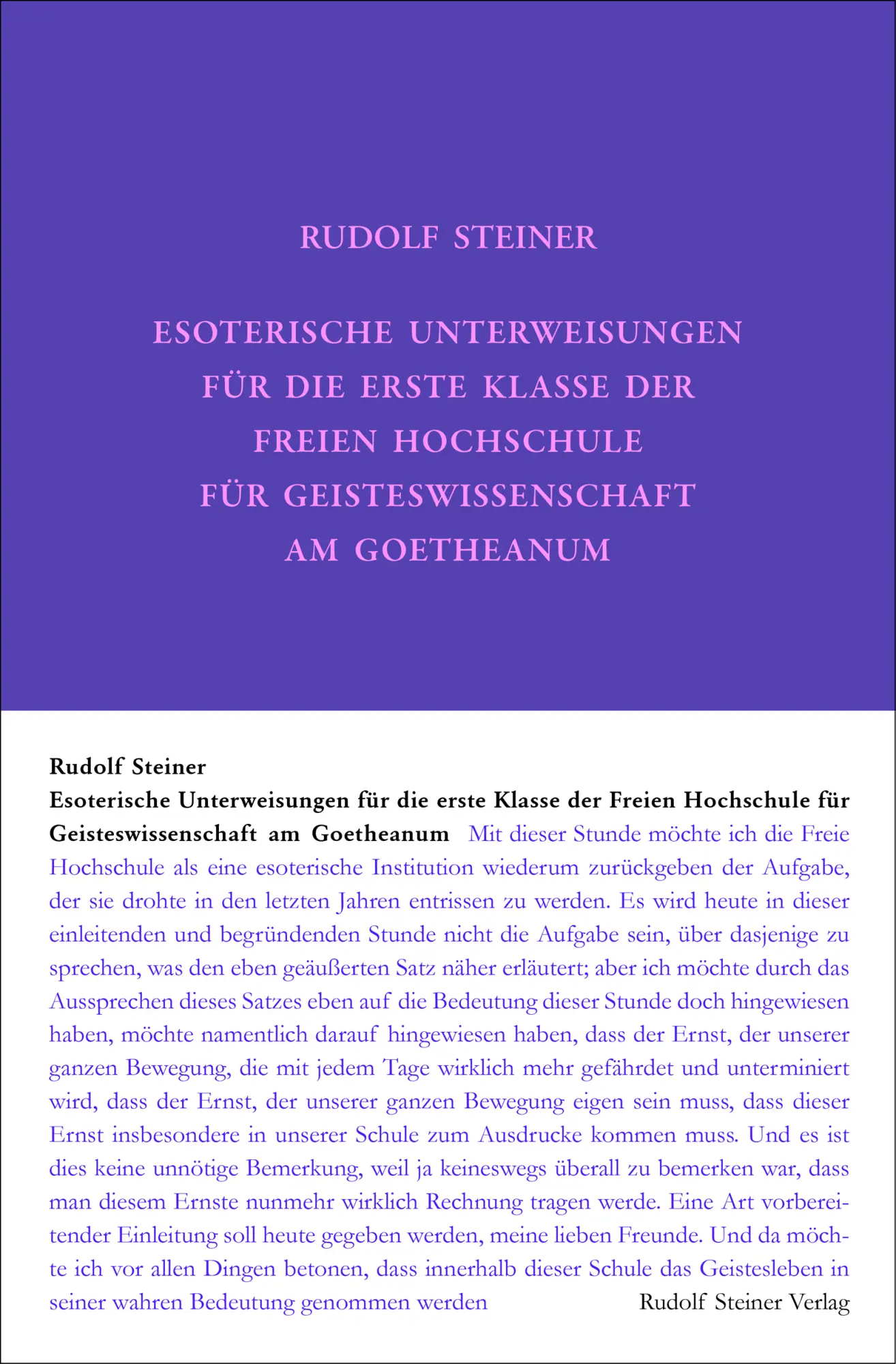 Cover: 9783727427022 | Esoterische Unterweisungen für die erste Klasse der Freien...