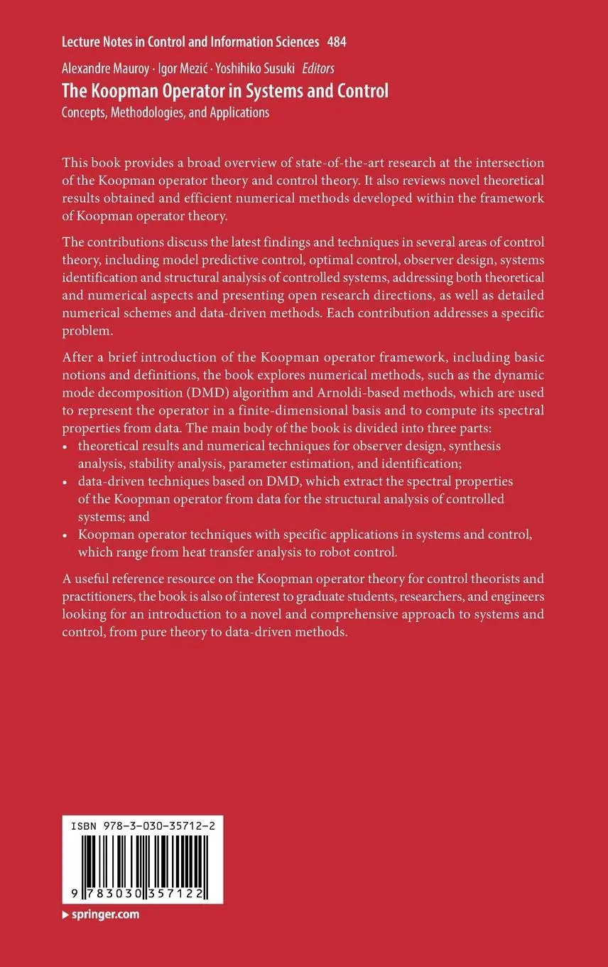 Rückseite: 9783030357122 | The Koopman Operator in Systems and Control | Alexandre Mauroy (u. a.)