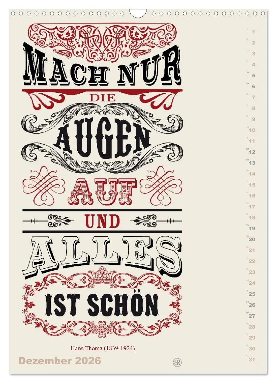 Bild: 9783516467222 | Die schönsten Lebensweisheiten Typo - Kalender (Wandkalender 2026...