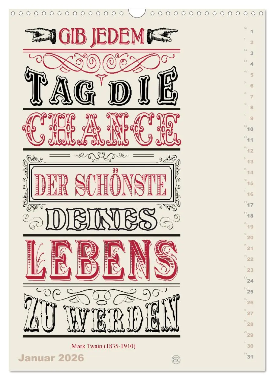 Bild: 9783516467222 | Die schönsten Lebensweisheiten Typo - Kalender (Wandkalender 2026...