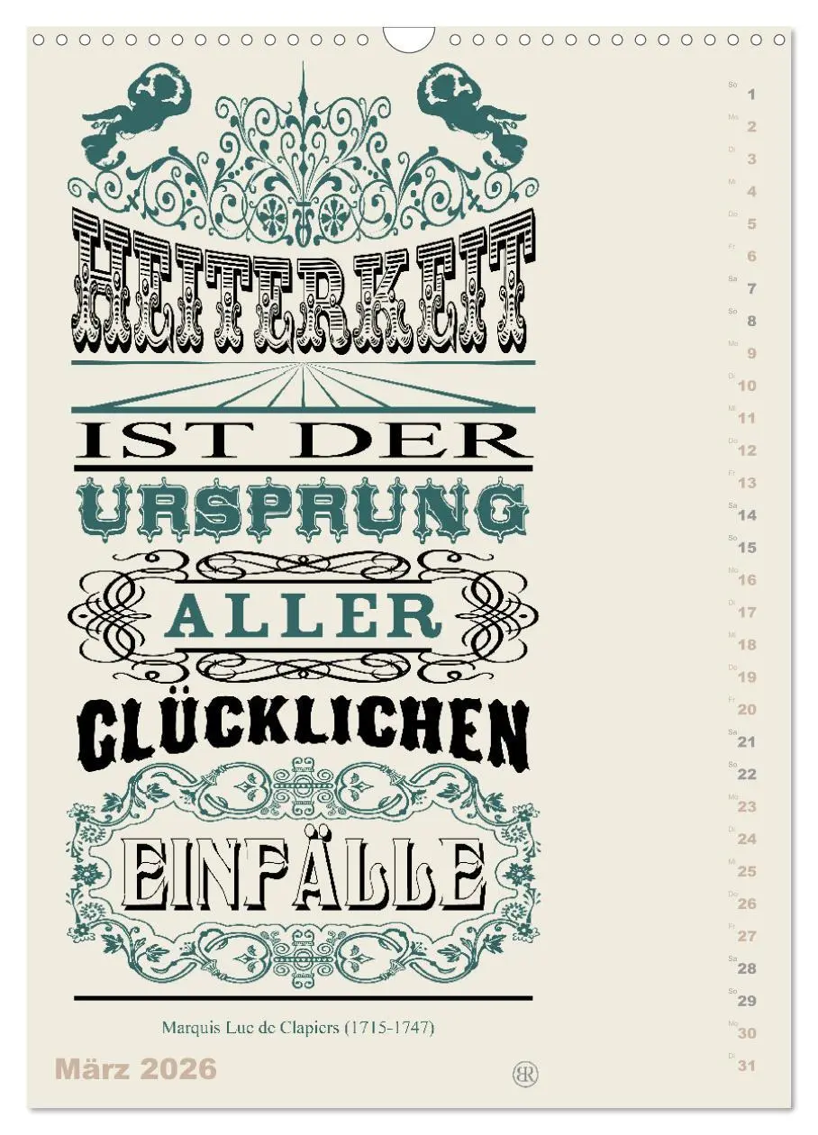 Bild: 9783516467222 | Die schönsten Lebensweisheiten Typo - Kalender (Wandkalender 2026...