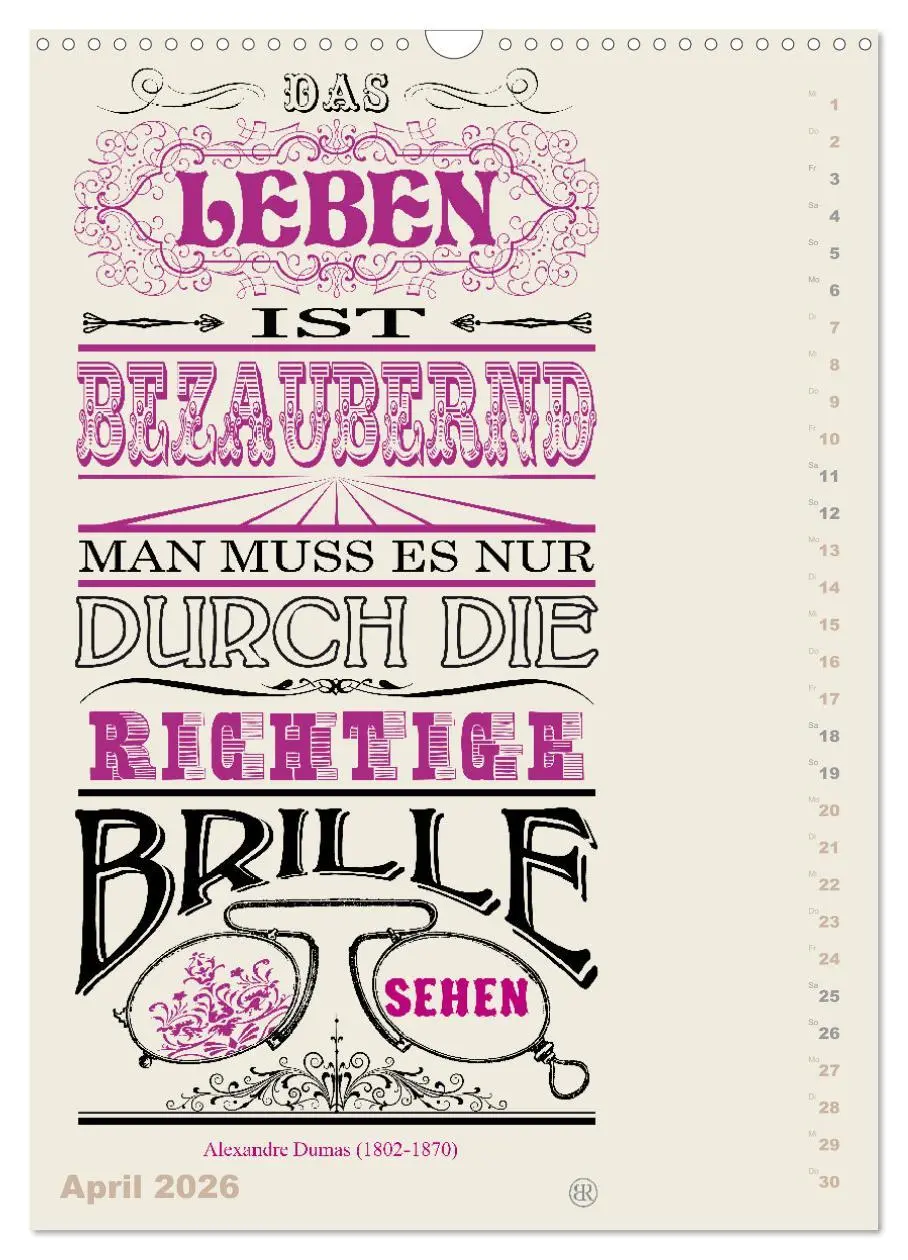 Bild: 9783516467222 | Die schönsten Lebensweisheiten Typo - Kalender (Wandkalender 2026...