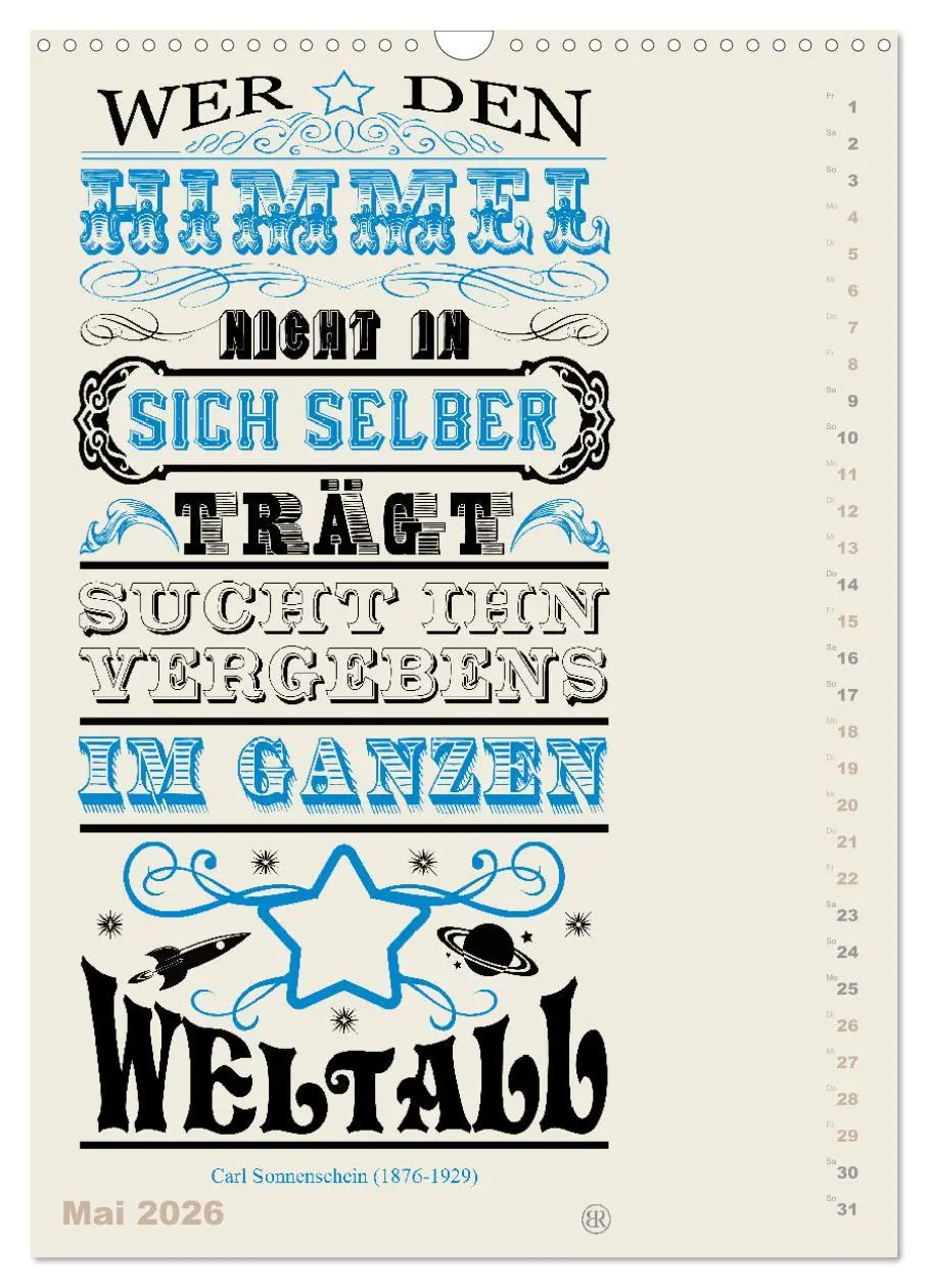 Bild: 9783516467222 | Die schönsten Lebensweisheiten Typo - Kalender (Wandkalender 2026...