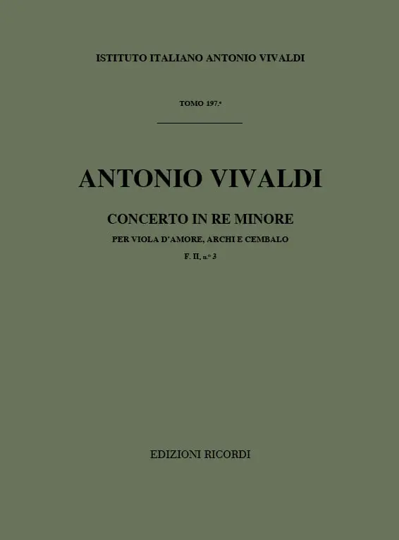 Cover: 9790041907222 | Concerto Per Viola D'Amore, Archi E B.C. In Re Min | Antonio Vivaldi