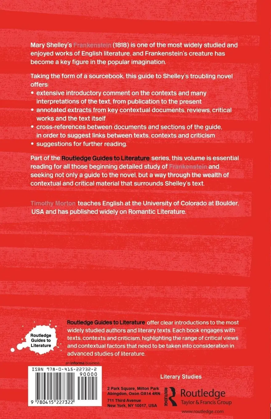 Rückseite: 9780415227322 | Mary Shelley's Frankenstein | A Routledge Study Guide and Sourcebook