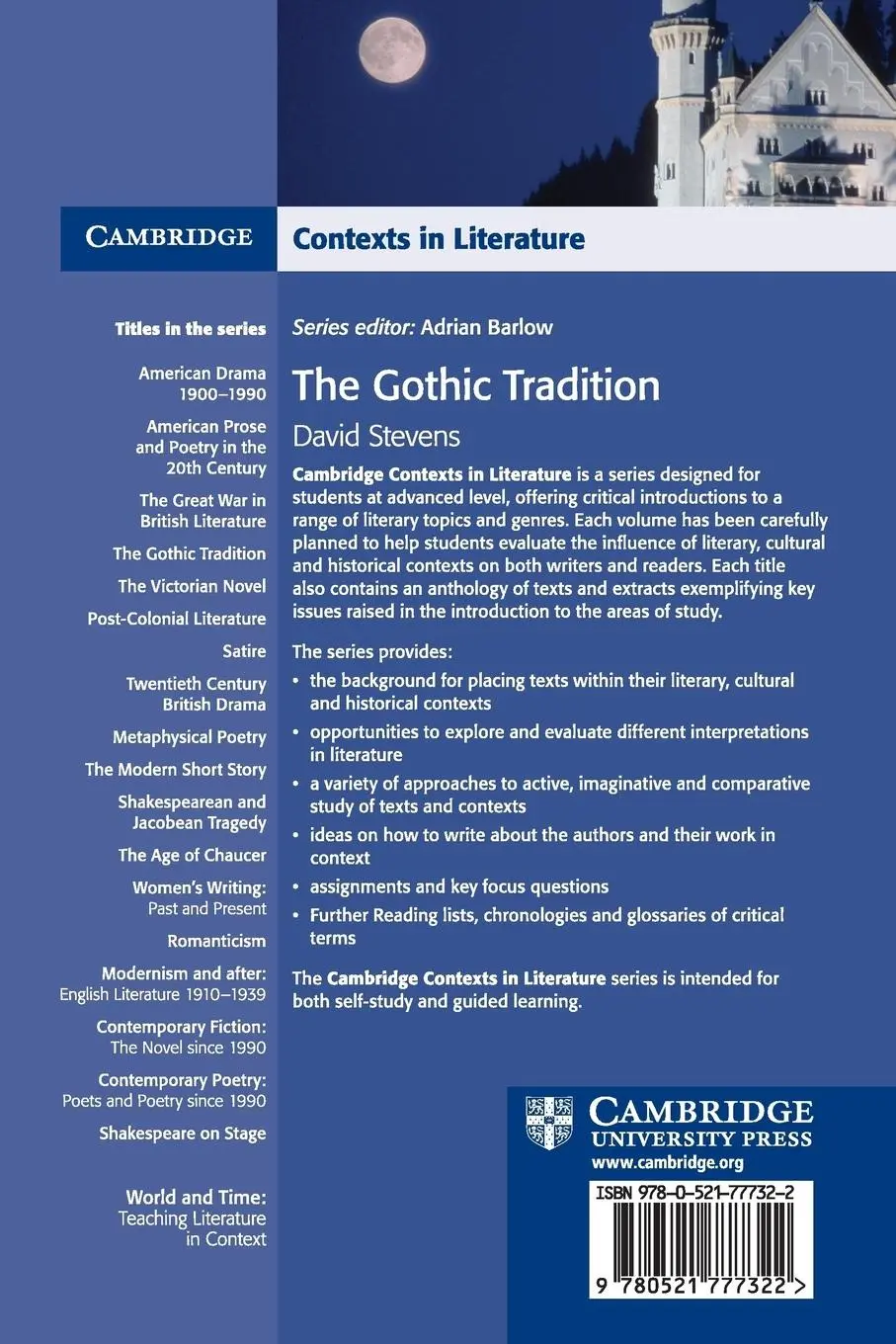 Rückseite: 9780521777322 | The Gothic Tradition | David Stevens | Taschenbuch | Englisch | 2000