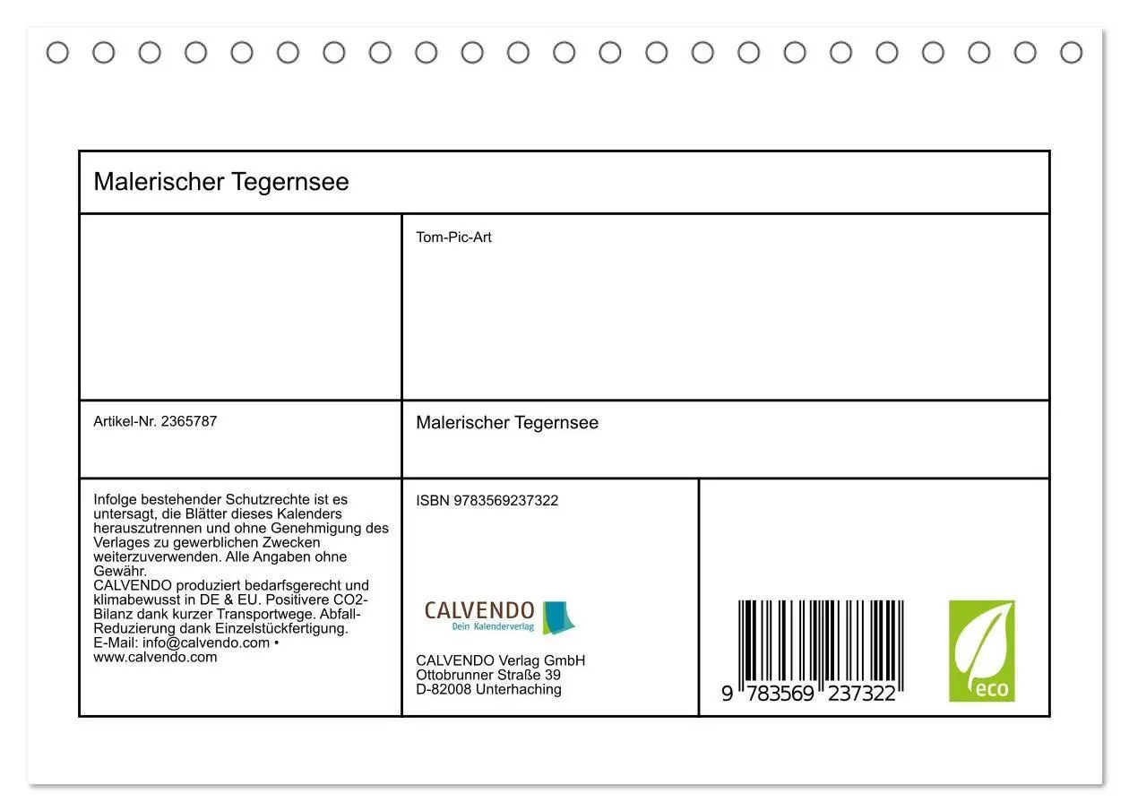 Bild: 9783569237322 | Malerischer Tegernsee (Tischkalender 2027 DIN A5 quer), CALVENDO...