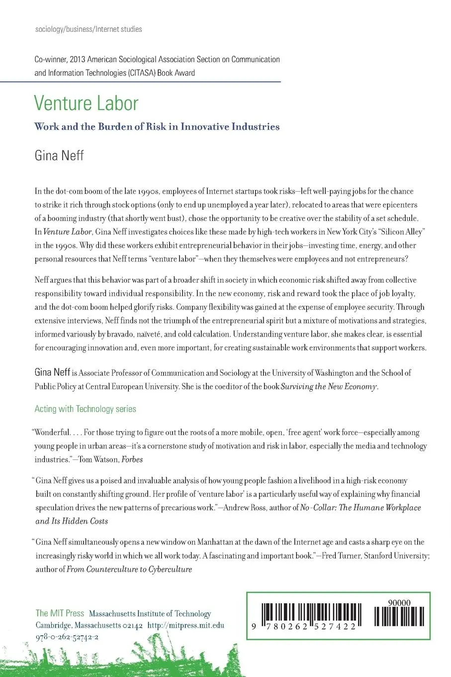 Rückseite: 9780262527422 | Venture Labor | Work and the Burden of Risk in Innovative Industries