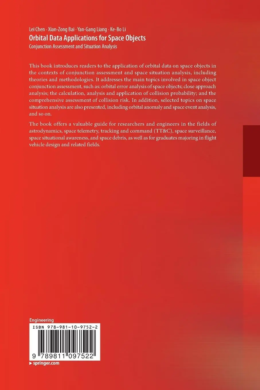 Rückseite: 9789811097522 | Orbital Data Applications for Space Objects | Lei Chen (u. a.) | Buch