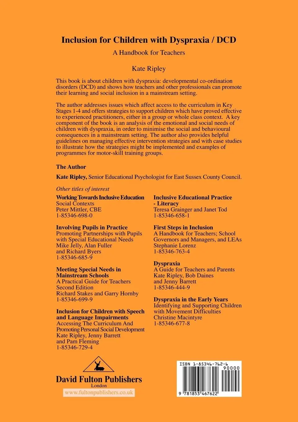 Rückseite: 9781853467622 | Inclusion for Children with Dyspraxia | A Handbook for Teachers | Buch